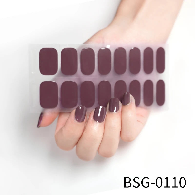 1 Sheet UV Lamp Cured Gel Nail Patch Slider Adhesive Full Cover Long Lasting Gel Nail Sticker Nail Beauty Hardening Tool